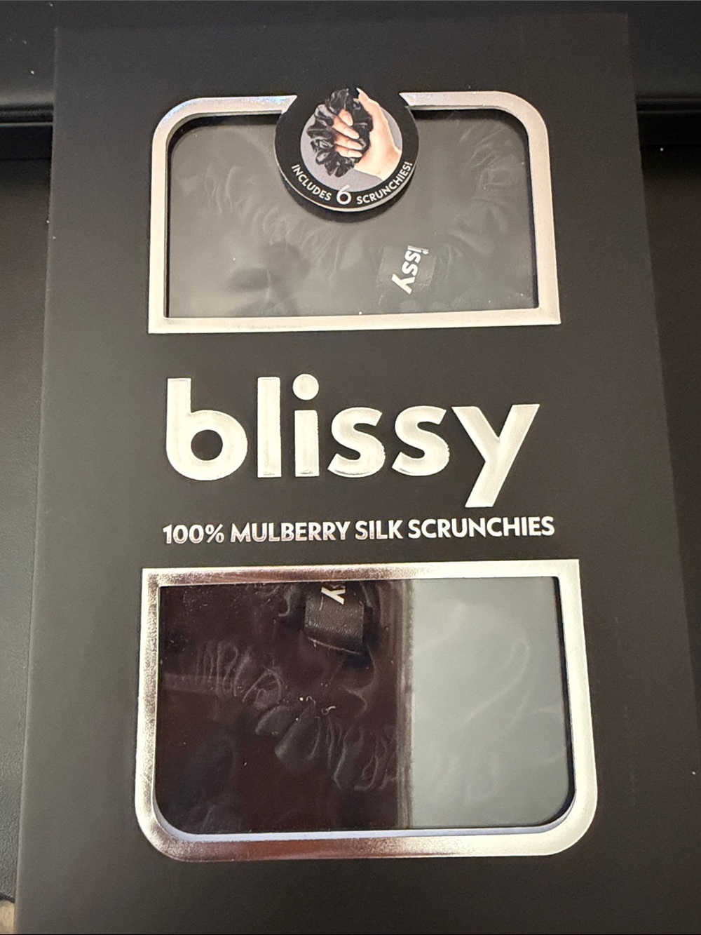 Blissy Black Mulberry Silk Scrunchies Set